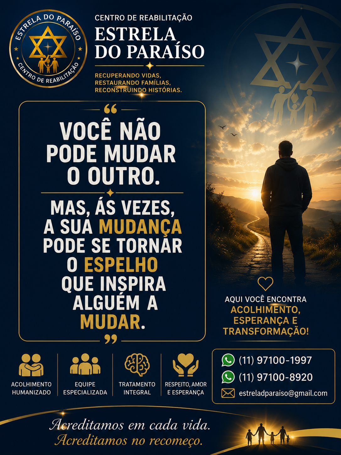 Cartaz da Estrela do Paraíso sobre mudança pessoal como espelho que inspira